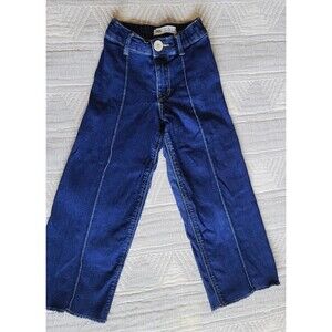 Zara Girls Wide Leg Jeans | Size 6 Years | Raw Hem Cropped Denim Pants